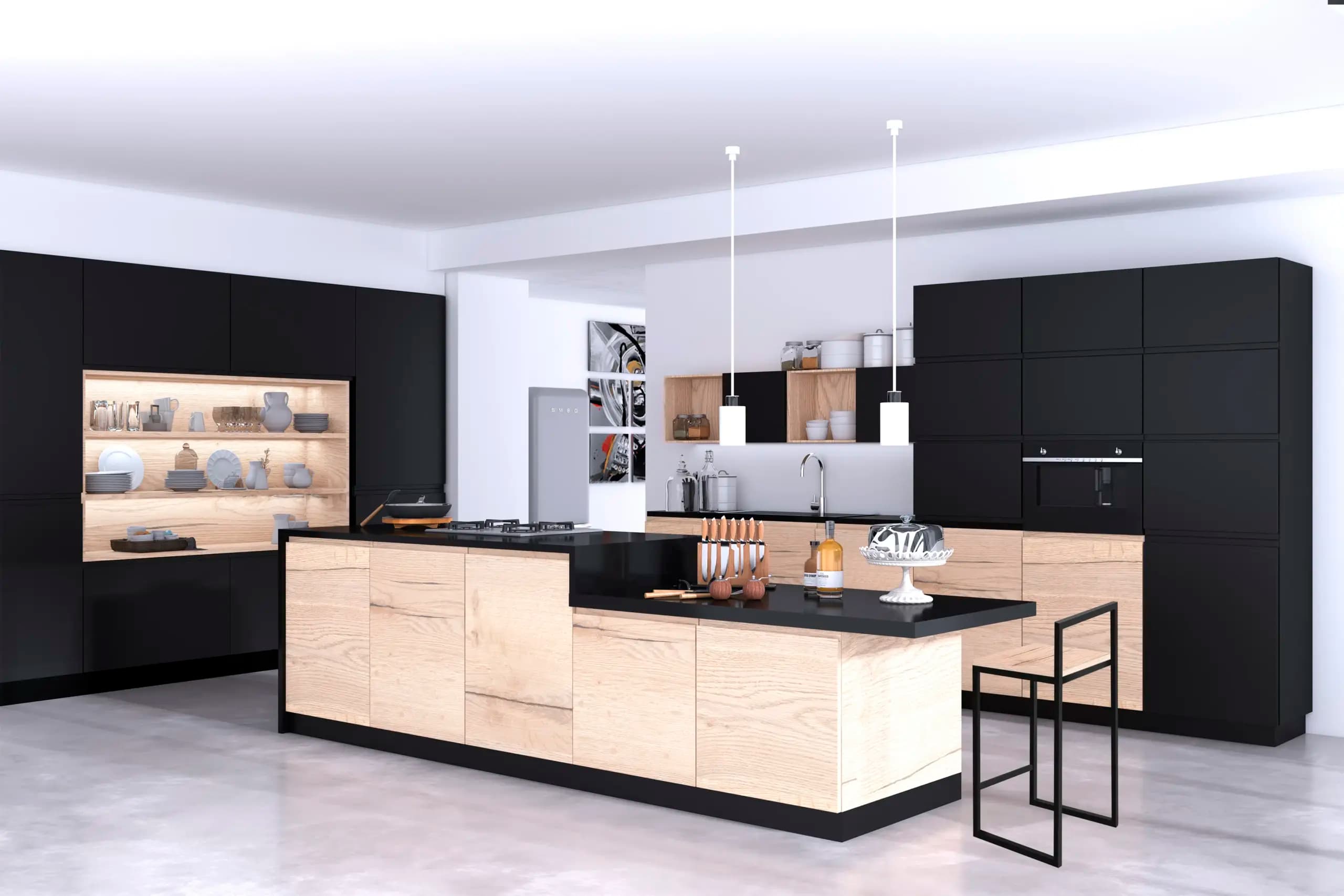 Cocina moderna en grafito Palma Touch con tirador integrado en Torremolinos
